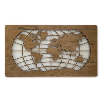 Li-Go 4868/DUB2 - Stmievateľná LED nástenná dekorácia LED/24W/230V 110x60 cm dub/Mapa sveta rovnobežky