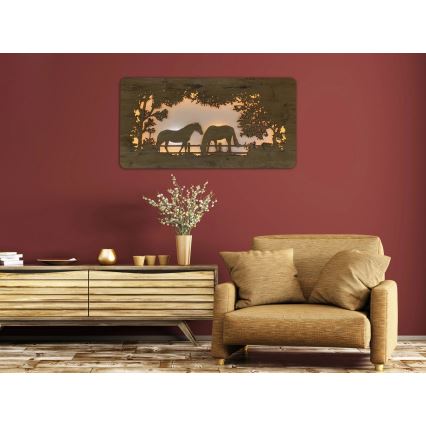 Li-Go 5012/B/4 - LED Stmievateľná nástenná dekorácia LED/10W/5V 30000 mAh 120x60 cm dub/Kone + diaľkové ovládanie