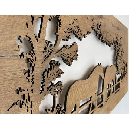 Li-Go 5012/B/4 - LED Stmievateľná nástenná dekorácia LED/10W/5V 30000 mAh 120x60 cm dub/Kone + diaľkové ovládanie