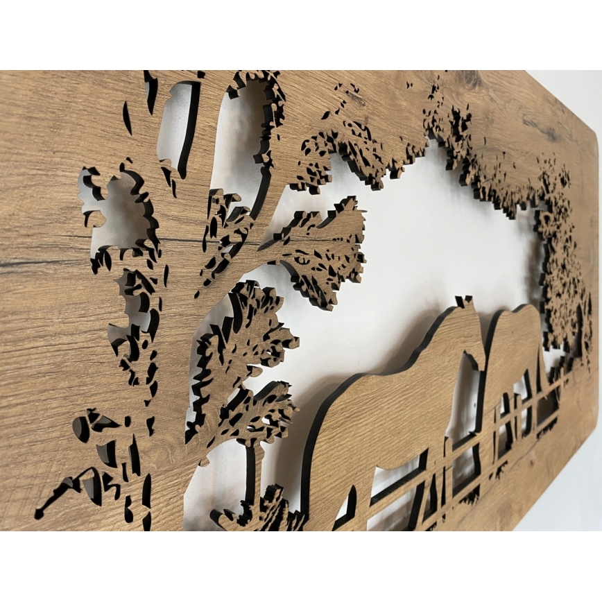 Li-Go 5012/B/4 - LED Stmievateľná nástenná dekorácia LED/10W/5V 30000 mAh 120x60 cm dub/Kone + diaľkové ovládanie