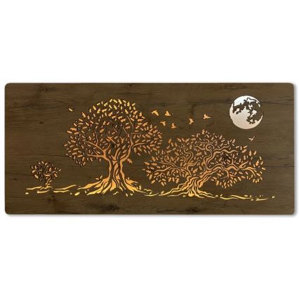 Li-Go 5042/DUB2 - LED stmievateľná nástenná dekorácia LED/24W/230V 110x50 cm dub/Tri duby a mesiac