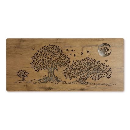 Li-Go 5042/DUB2 - LED stmievateľná nástenná dekorácia LED/24W/230V 110x50 cm dub/Tri duby a mesiac