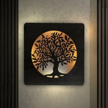 Li-Go 5275/DUB2 - LED stmievateľná nástenná dekorácia LED/10W/5V 20000 mAh 42x42 cm dub/Dub v kruhu + diaľkové ovládanie