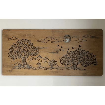 Li-Go 5478/DUB2 - LED Stmievateľná nástenná dekorácia LED/24W/230V 130x60 cm dub/Štyri duby a mesiac