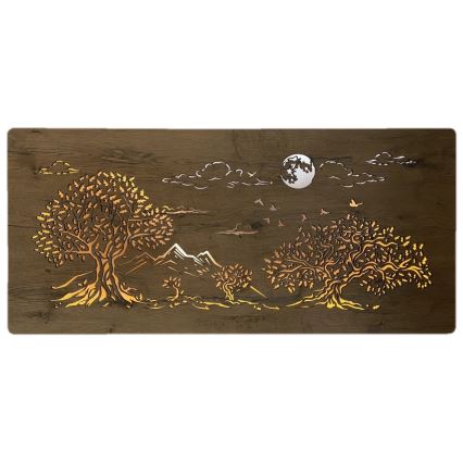 Li-Go 5478/DUB2 - LED Stmievateľná nástenná dekorácia LED/24W/230V 130x60 cm dub/Štyri duby a mesiac