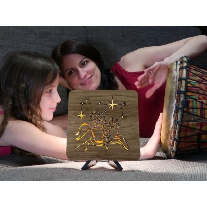 Li-Go 5788/DUB2 - LED stolná dekorácia LED/12W/230V 19x19 cm dub/Malý princ