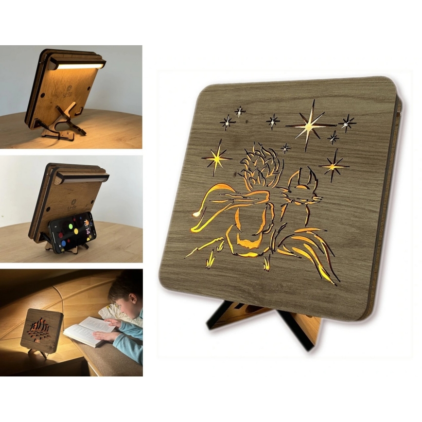 Li-Go 5788/DUB2 - LED stolná dekorácia LED/12W/230V 19x19 cm dub/Malý princ