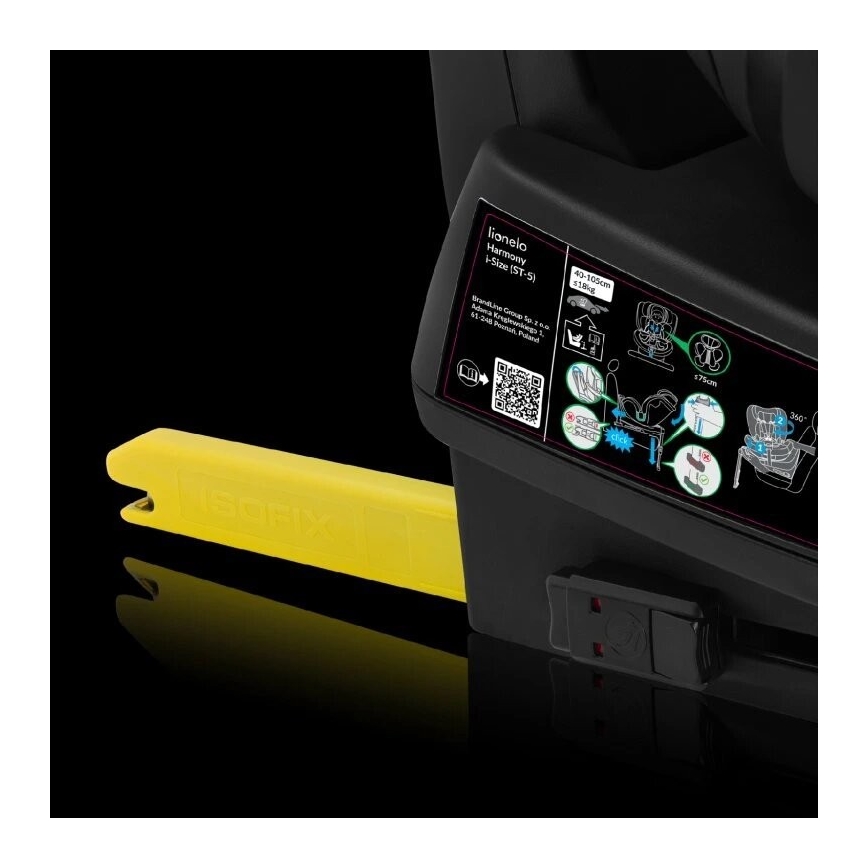 Lionelo - Autosedačka HARMONY i-Size s otočnou základňou 40-150 cm, sivá