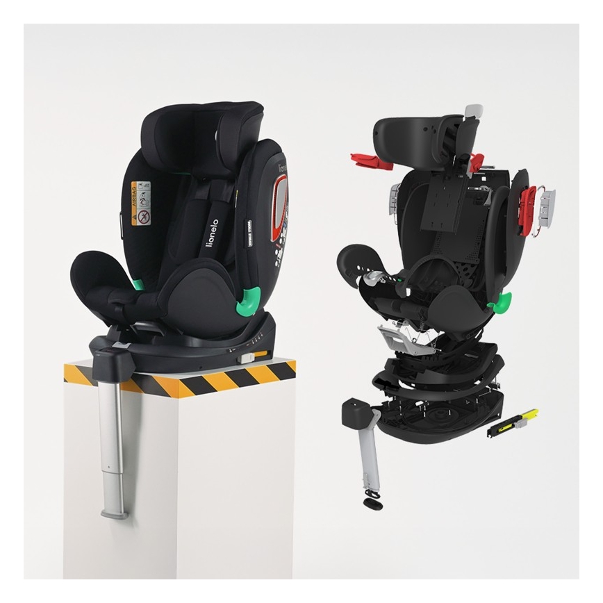 Lionelo - Autosedačka s otočnou základňou ANTOON PLUS i-Size 40-105 cm, čierny onyx