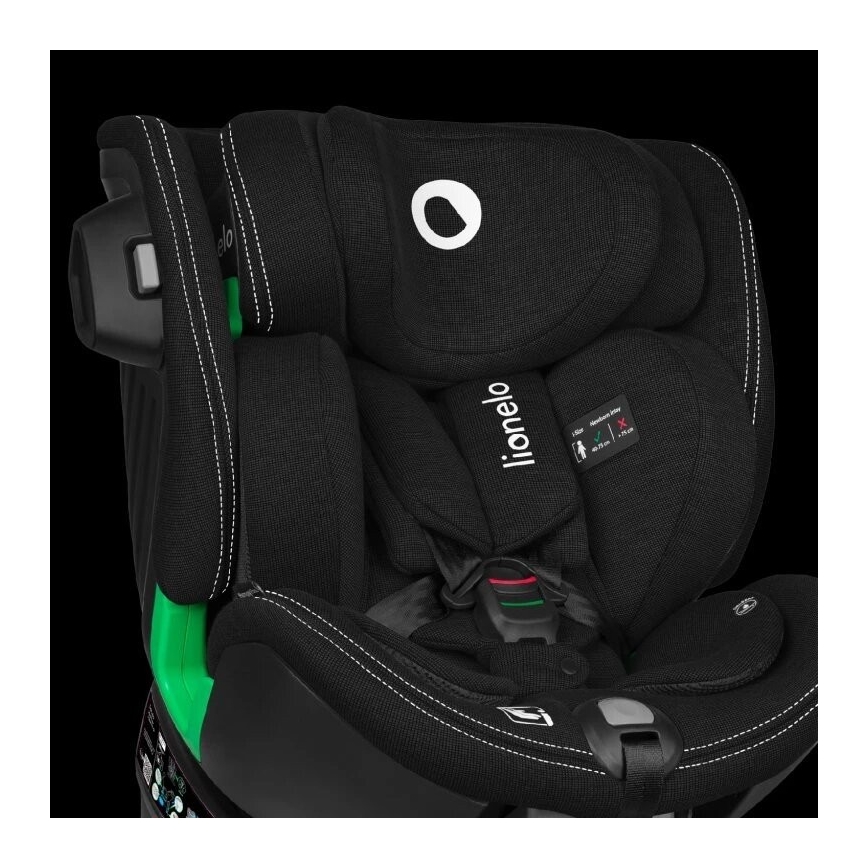 Lionelo - Autosedačka so základňou otočná HARMONY i-Size 40-150 cm čierna