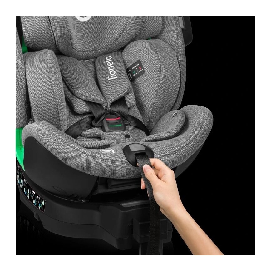 Lionelo - Autosedačka so základňou otočná HARMONY i-Size 40-150 cm čierna/šedá
