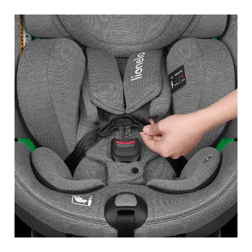 Lionelo - Autosedačka so základňou otočná HARMONY i-Size 40-150 cm čierna/šedá