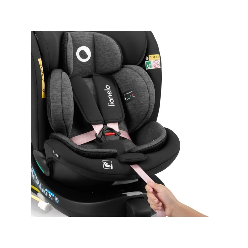 Lionelo - Autosedačka so základňou otočná NAVY i-Size 40-150 cm čierna/ružová