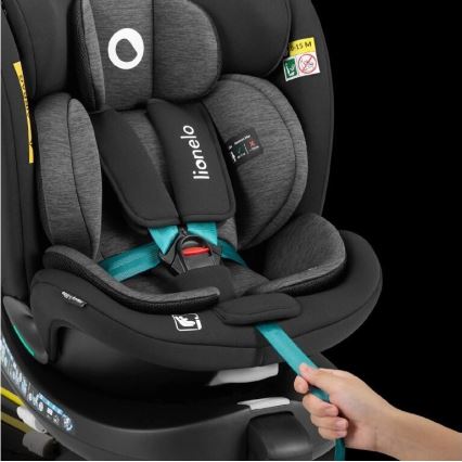 Lionelo - Autosedačka so základňou otočná NAVY i-Size 40-150 cm čierna/tyrkysová