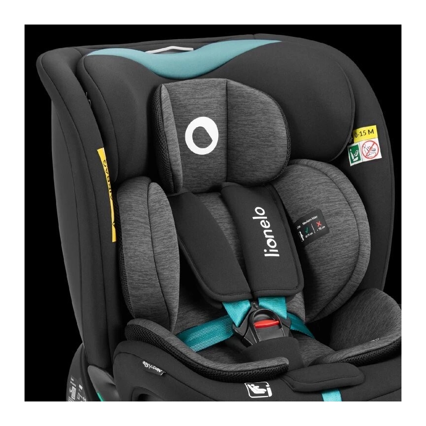 Lionelo - Autosedačka so základňou otočná NAVY i-Size 40-150 cm čierna/tyrkysová