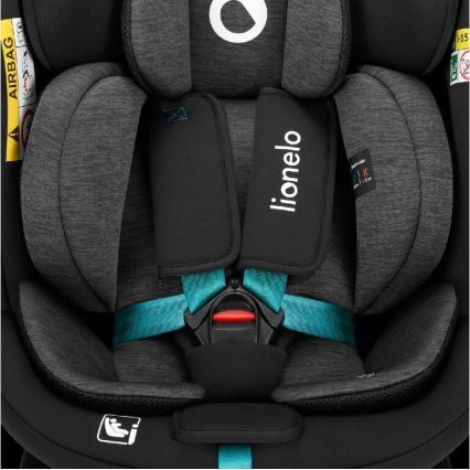 Lionelo - Autosedačka so základňou otočná NAVY i-Size 40-150 cm čierna/tyrkysová