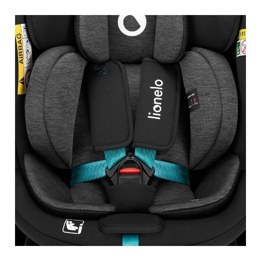 Lionelo - Autosedačka so základňou otočná NAVY i-Size 40-150 cm čierna/tyrkysová