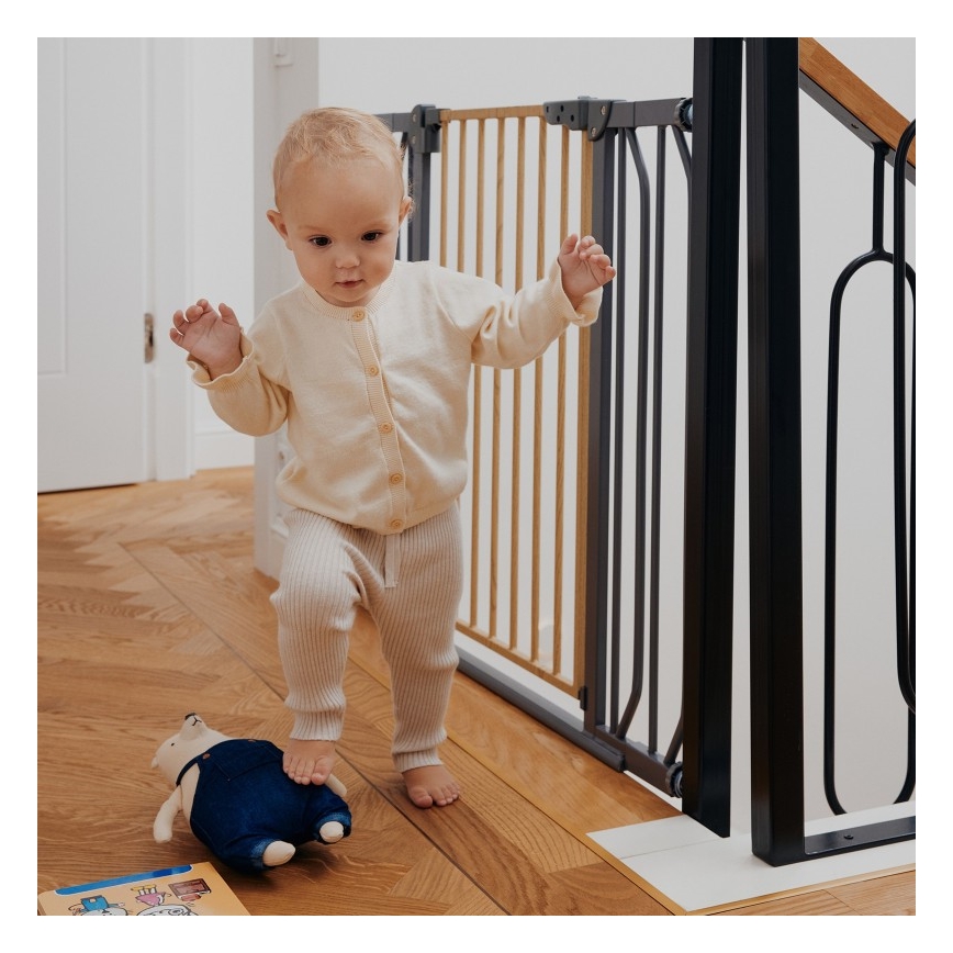 Lionelo - Bezpečnostná bránka TRUUS SLIM čierna/hnedá