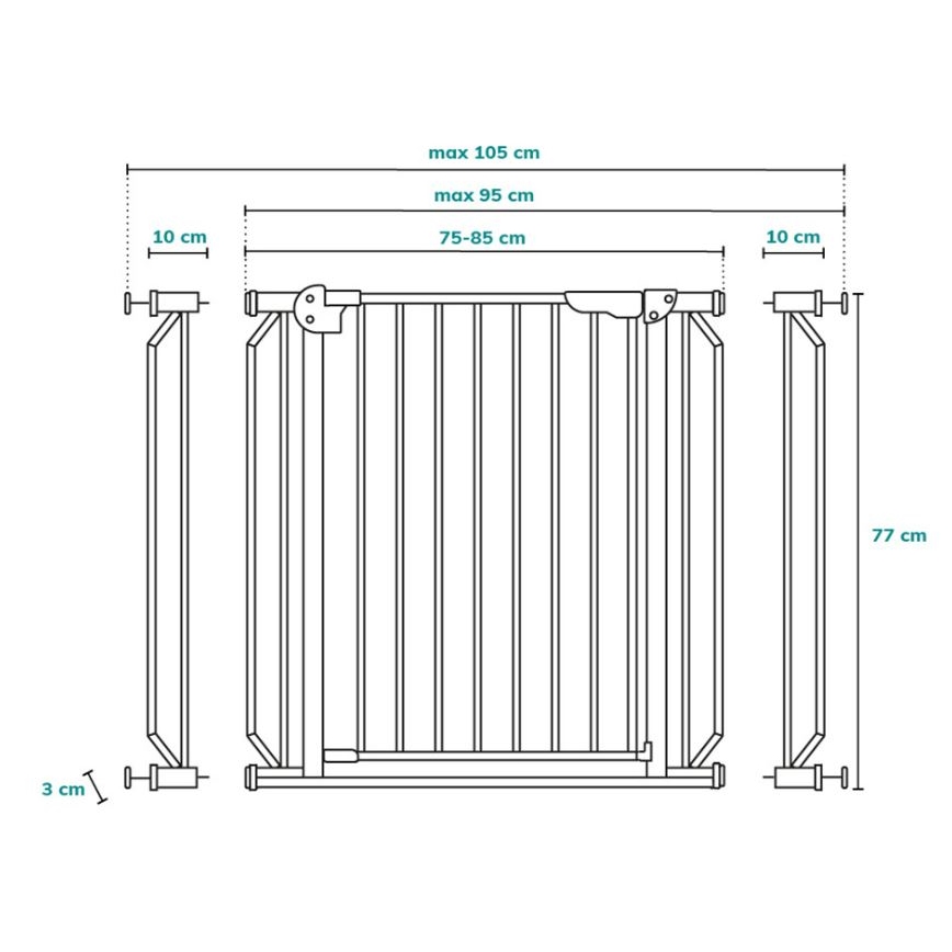 Lionelo - Bezpečnostná bránka TRUUS SLIM LED 1xAAA biela
