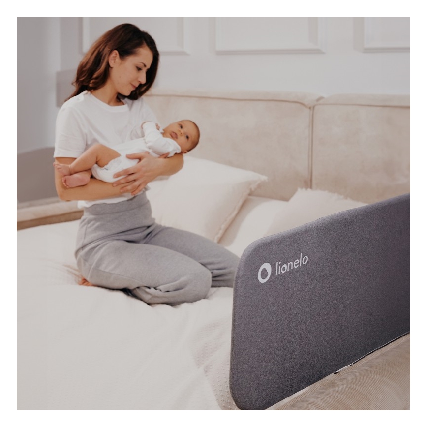 Lionelo - Bezpečnostná zábrana na posteľ LORA tmavošedá