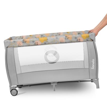 Lionelo - Cestovná posteľ STEFI PLUS Růžová Žltá