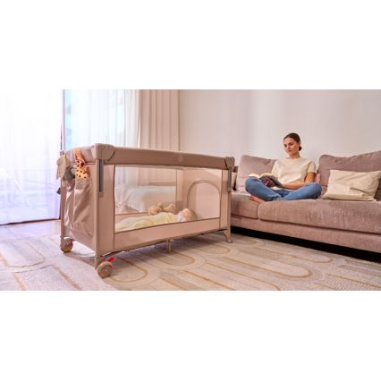 Lionelo - Cestovná postieľka 3v1 ELLEN Beige Sand