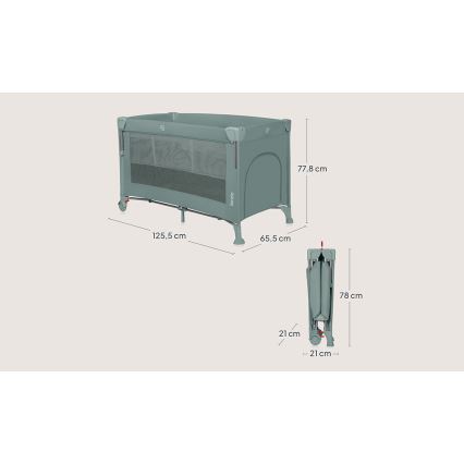 Lionelo - Cestovná postieľka 3v1 ELLEN šalviovo zelená