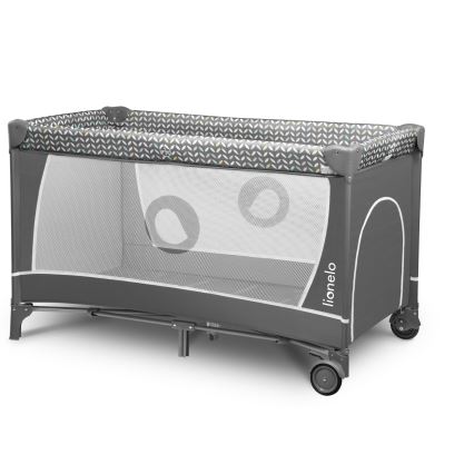 Lionelo - Cestovná postieľka FLOWER Grey Scandi