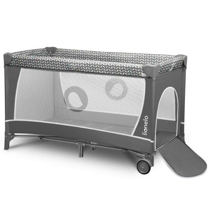 Lionelo - Cestovná postieľka FLOWER Grey Scandi