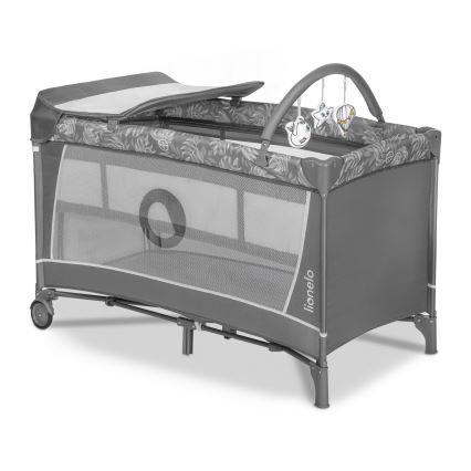 Lionelo - Cestovná postieľka FLOWER Grey Stone