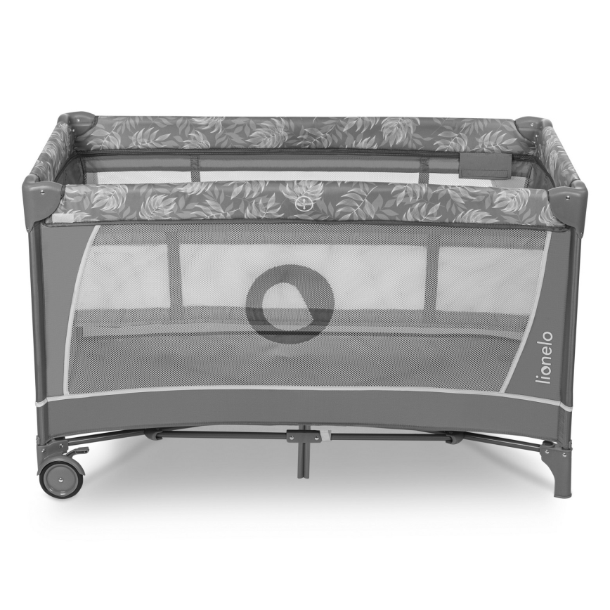 Lionelo - Cestovná postieľka FLOWER Grey Stone