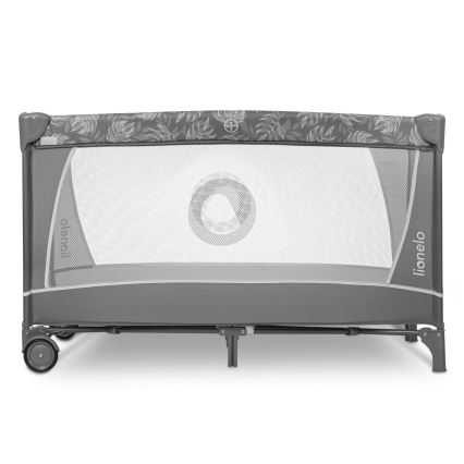 Lionelo - Cestovná postieľka FLOWER Grey Stone