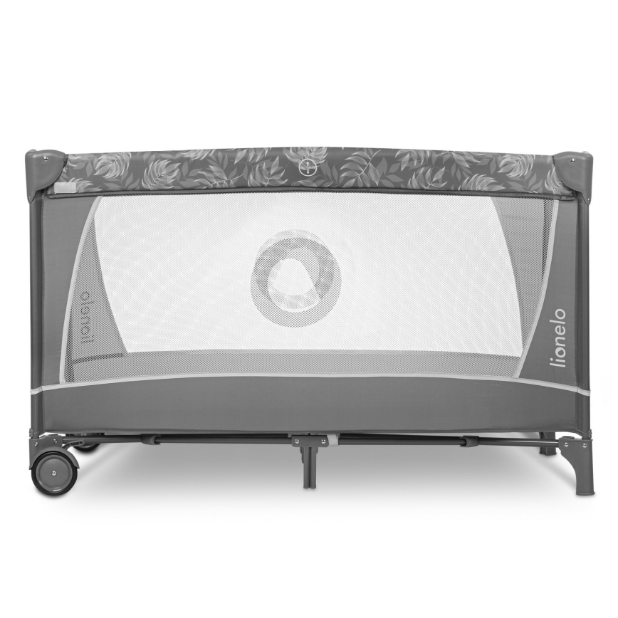 Lionelo - Cestovná postieľka FLOWER Grey Stone