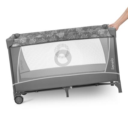 Lionelo - Cestovná postieľka FLOWER Grey Stone