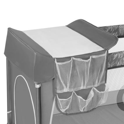 Lionelo - Cestovná postieľka FLOWER Grey Stone