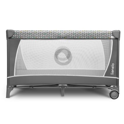 Lionelo - Cestovná postieľka FLOWER Šedá Scandi