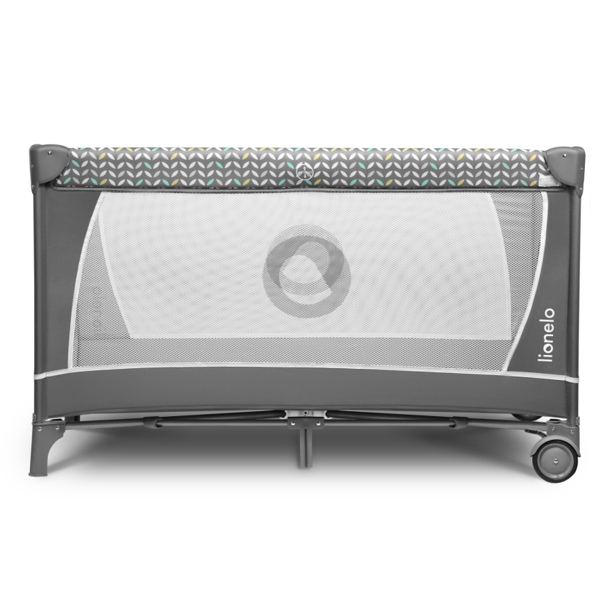 Lionelo - Cestovná postieľka FLOWER Šedá Scandi