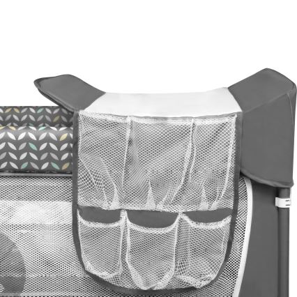 Lionelo - Cestovná postieľka FLOWER Šedá Scandi