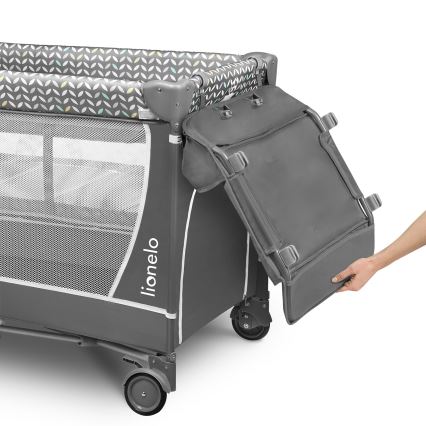 Lionelo - Cestovná postieľka FLOWER Sivá Scandi
