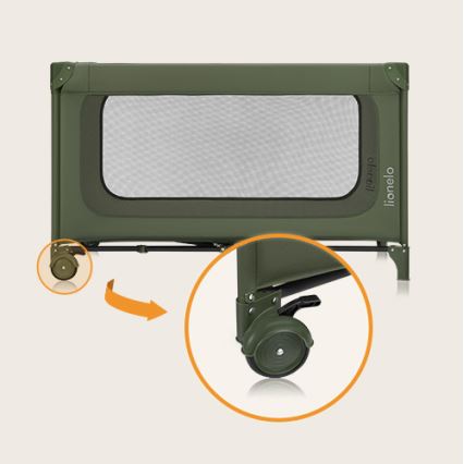 Lionelo - cestovná postieľka JASMIN EASY FOLD olivová