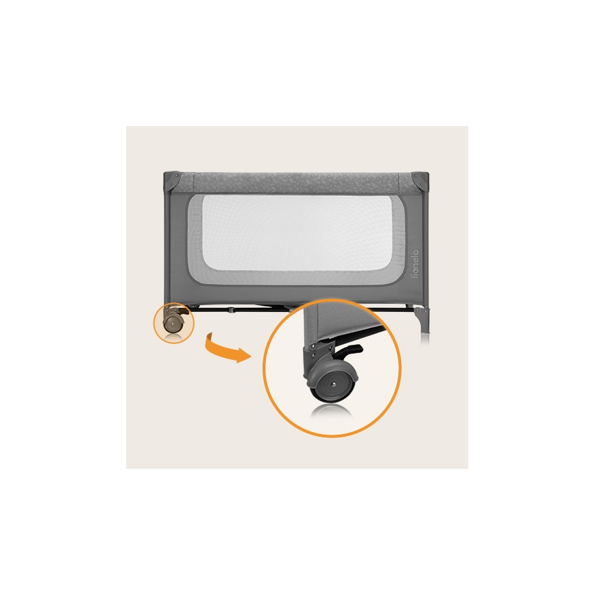 Lionelo - cestovná postieľka JASMIN EASY FOLD sivý kameň