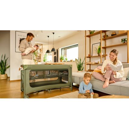 Lionelo - Cestovná postieľka JASMIN EASY FOLD Zelená olivová