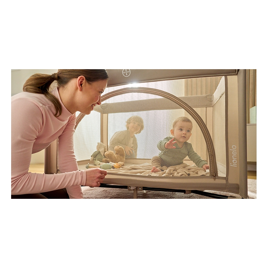 Lionelo - Cestovná postieľka LAURA Beige Sand