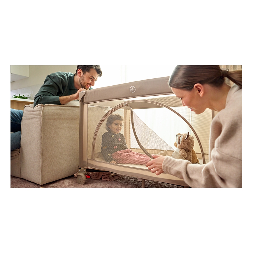 Lionelo - Cestovná postieľka LAURA Beige Sand