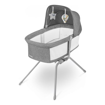 Lionelo - Cestovná postieľka MALIN Grey Stone