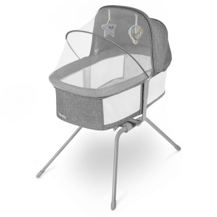 Lionelo - Cestovná postieľka MALIN Grey Stone