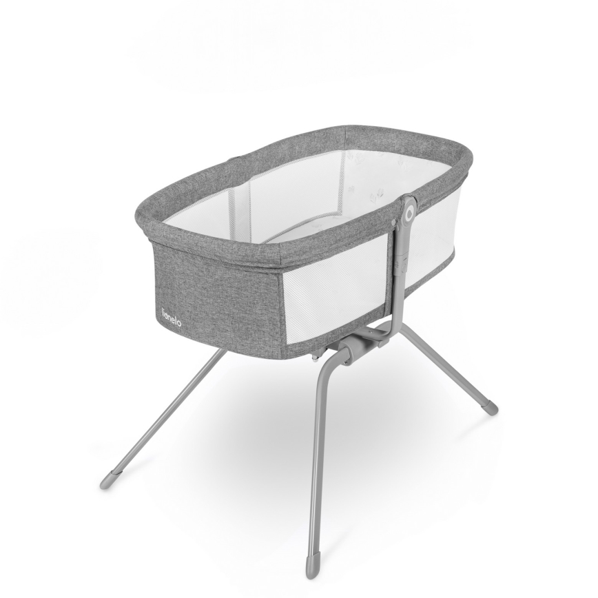 Lionelo - Cestovná postieľka MALIN Grey Stone