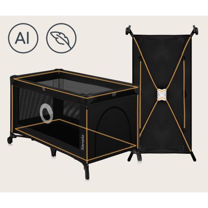 Lionelo - Cestovná postieľka STEFI Black Carbon