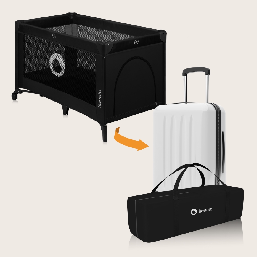 Lionelo - Cestovná postieľka STEFI Black Carbon