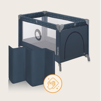 Lionelo - Cestovná postieľka STEFI Blue Grey
